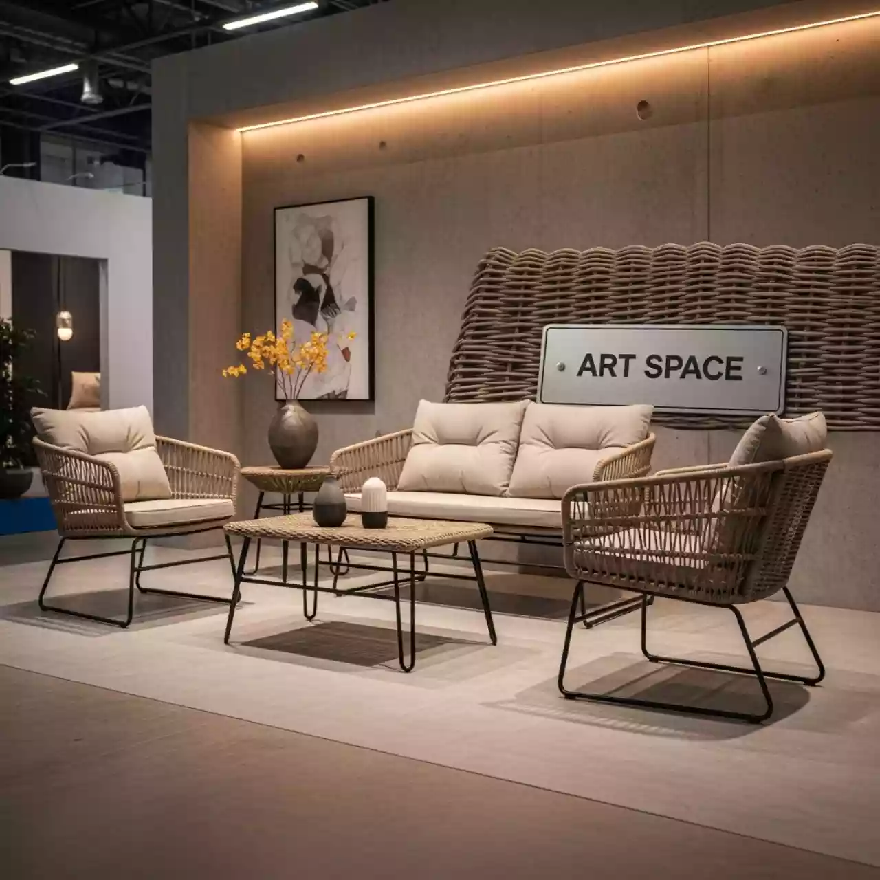 Аренда Комплект плетеной мебели T706 Y480C W85 latte 4Pcs в санатории «Металлург» — ART SPACE