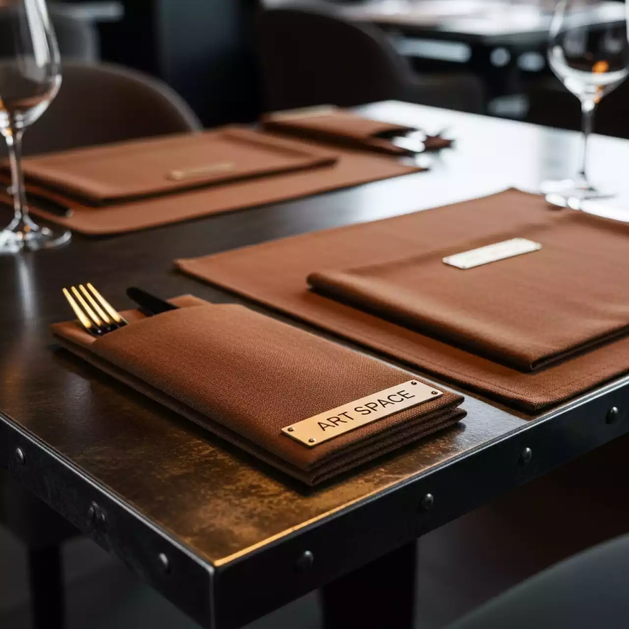 Аренда Комплект плейсмат и куверт на 2 прибора цвета какао в ресторане «Магеллан» — ART SPACE