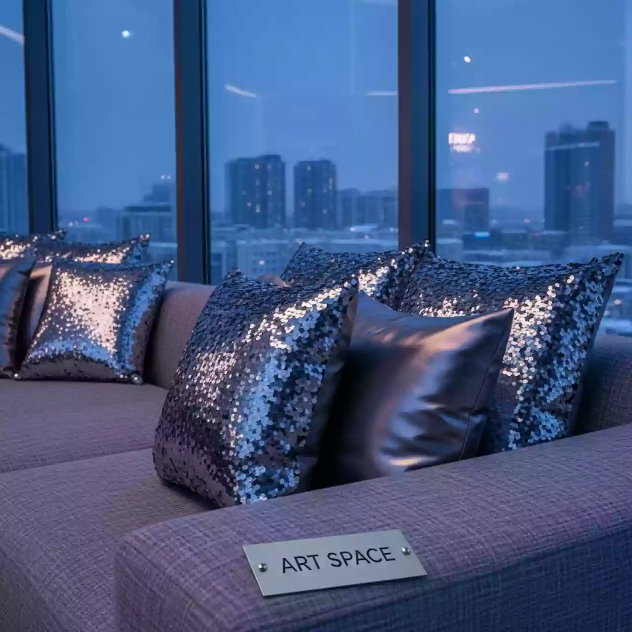 Аренда Комплект подушек с пайетками никель в Panorama by Mercure — ART SPACE