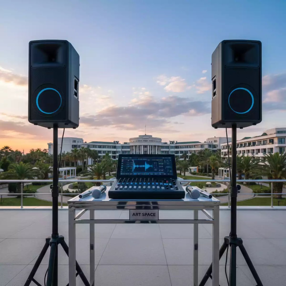 Аренда Комплект с акустической системой микшерным пультом и микрофонами в санатории «Заполярье» — ART SPACE