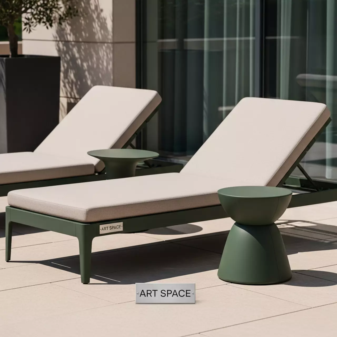 Аренда Комплект шезлонгов и столик AFM 803A T133 бежево зеленый 2 1 в City Park Hotel Sochi — ART SPACE