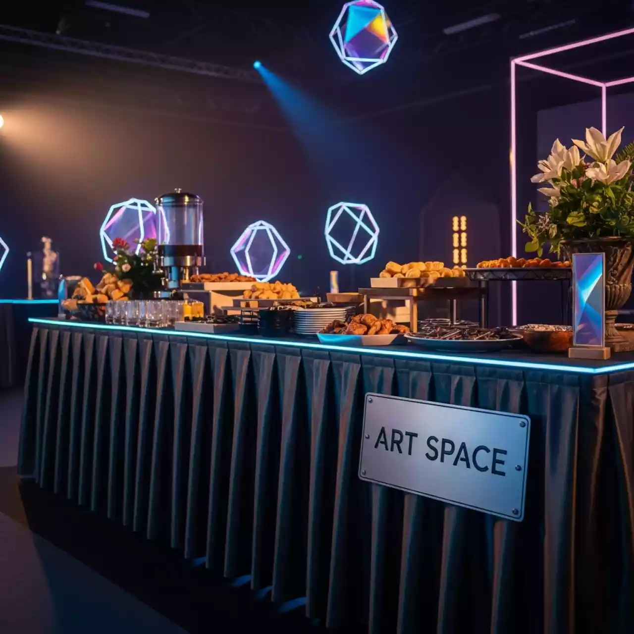 Аренда Комплект стол с фуршетной юбкой в Novotel Resort — ART SPACE