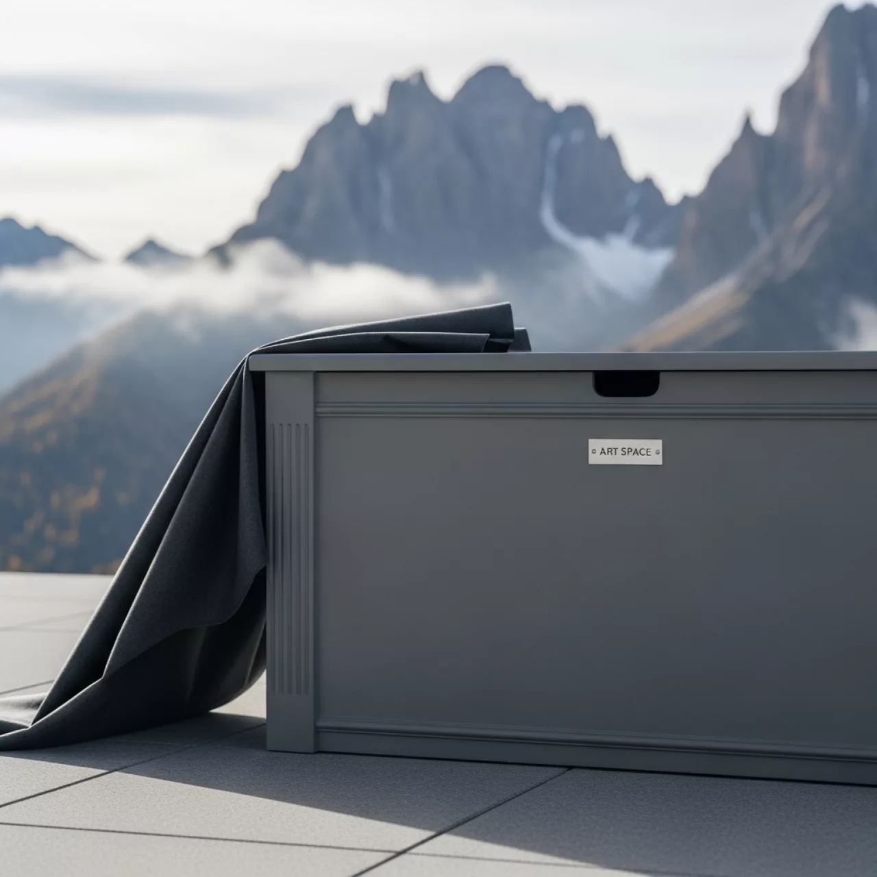 Аренда Комплект сундук для хранения KARL 120 серый и защитный чехол на площадке Rosa Peak (2320м) — ART SPACE