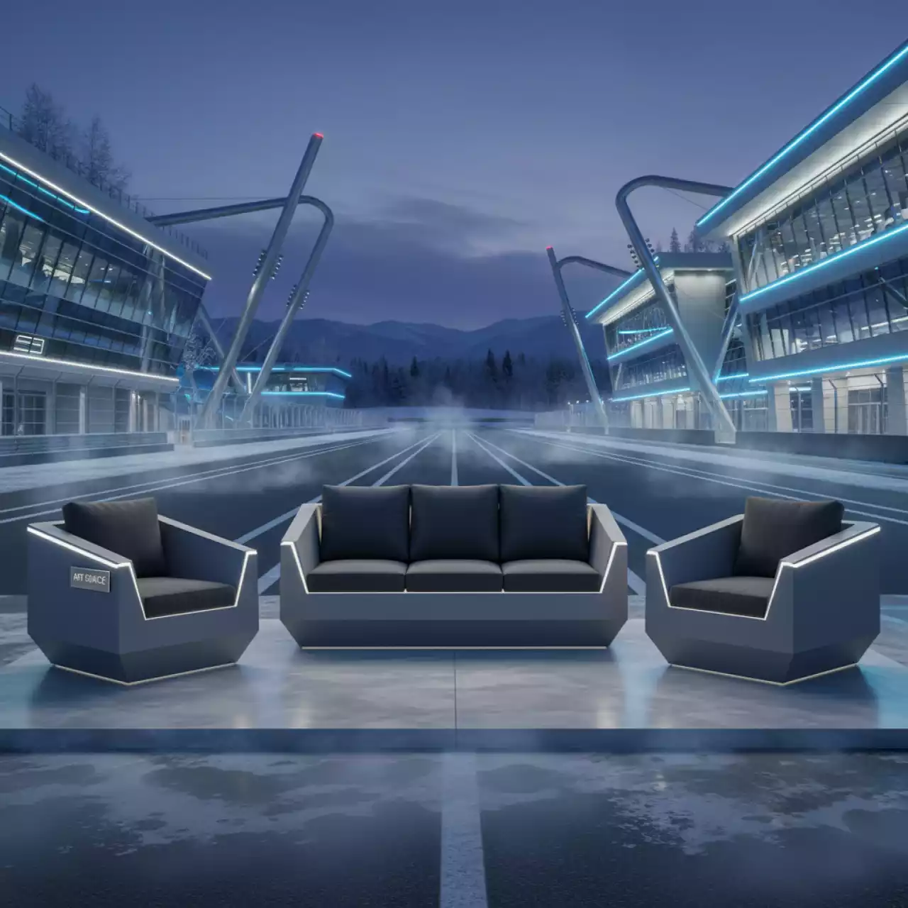 Аренда Комплект уличной мебели MANCHESTER SET 2 цвет серый на Сочи Автодроме — ART SPACE