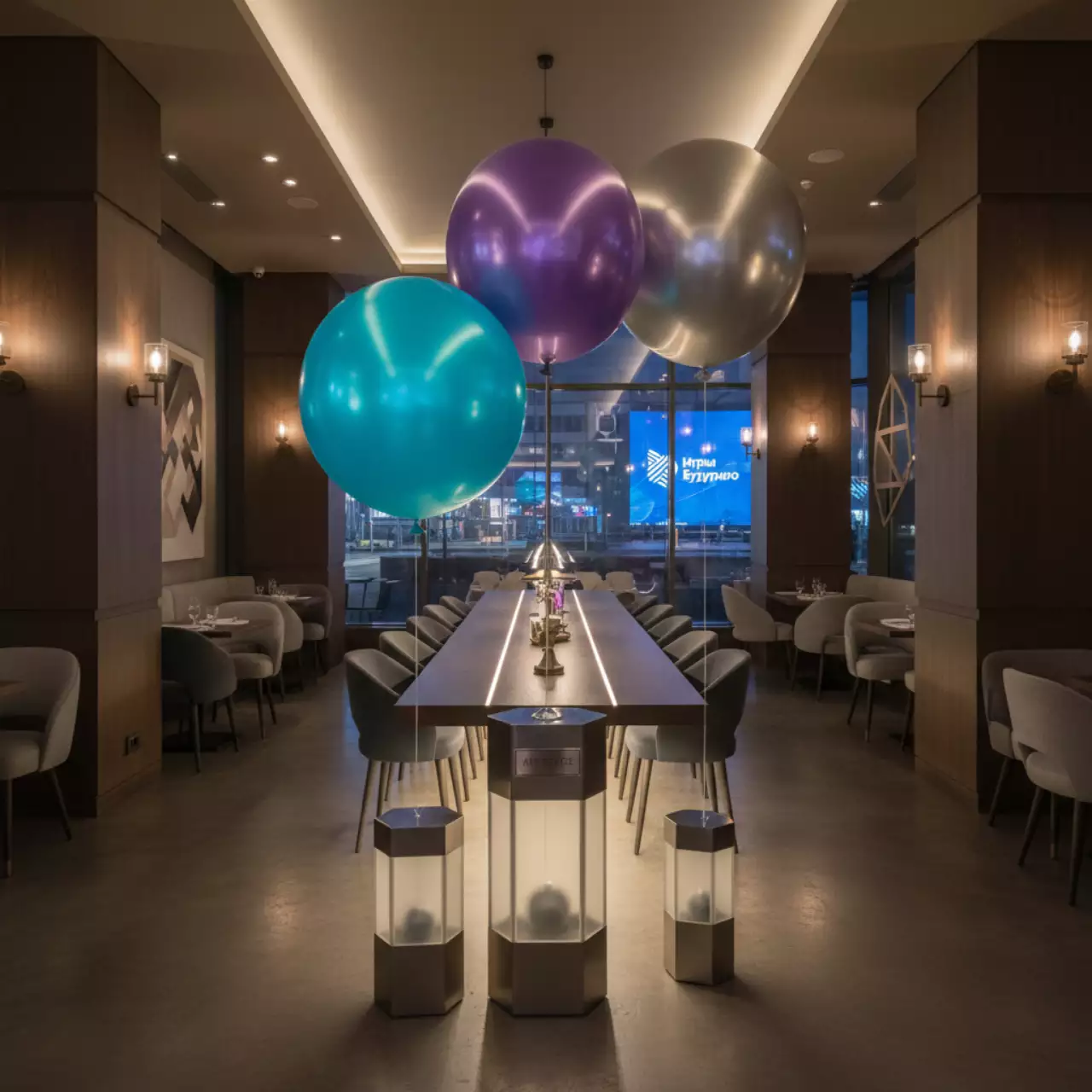 Аренда Композиция из 3 шаров с гелием 1 м в ресторане «Brunello» — ART SPACE