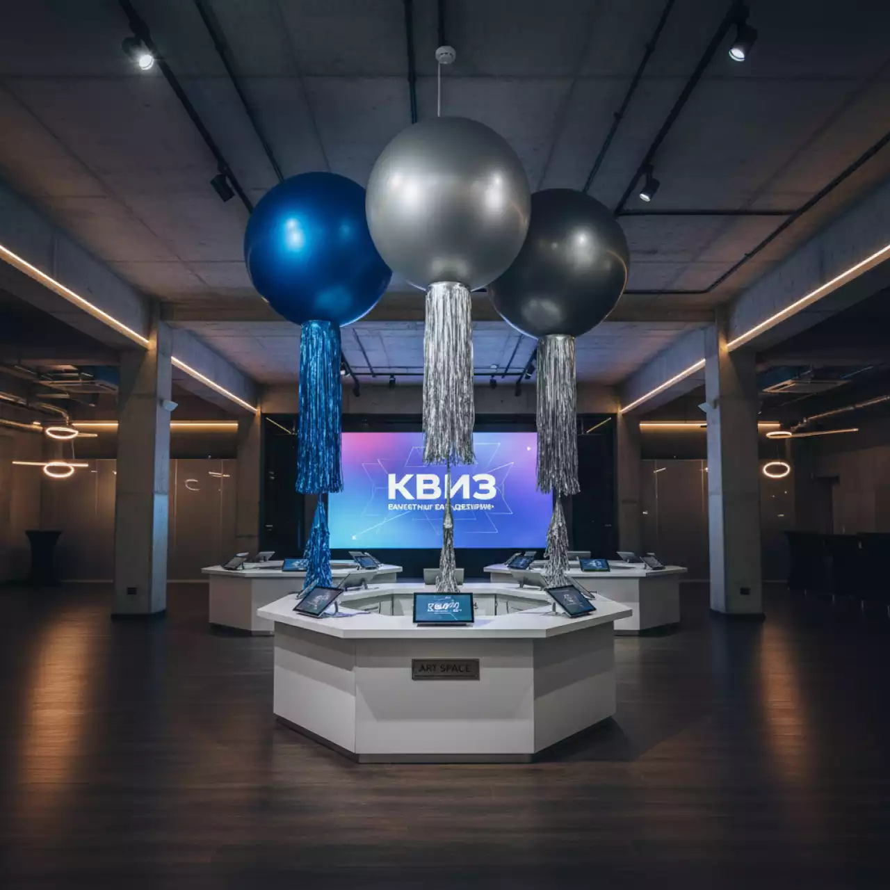 Аренда Композиция из 3 шаров с гелием 1 метр с бахромой в банкетном зале «Дельфин» — ART SPACE