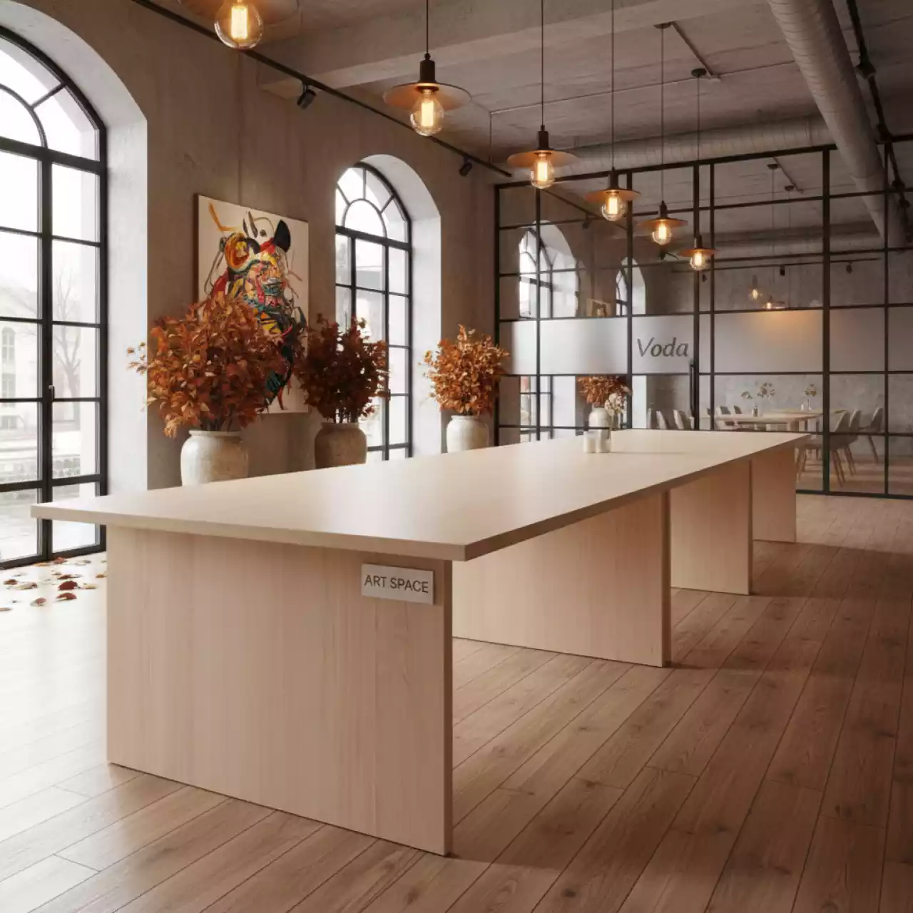 Аренда Конференц стол 1800х900 шамони светлый в ресторане «Voda» — ART SPACE