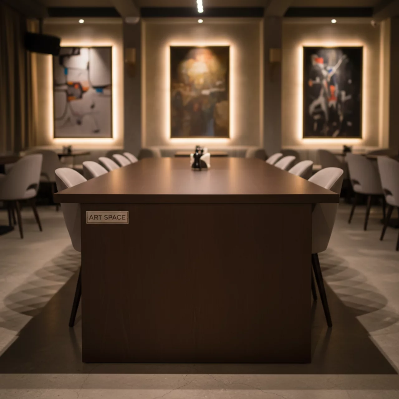 Аренда Конференц стол 2400х900 брауни в ресторане «Баран-Рапан» — ART SPACE