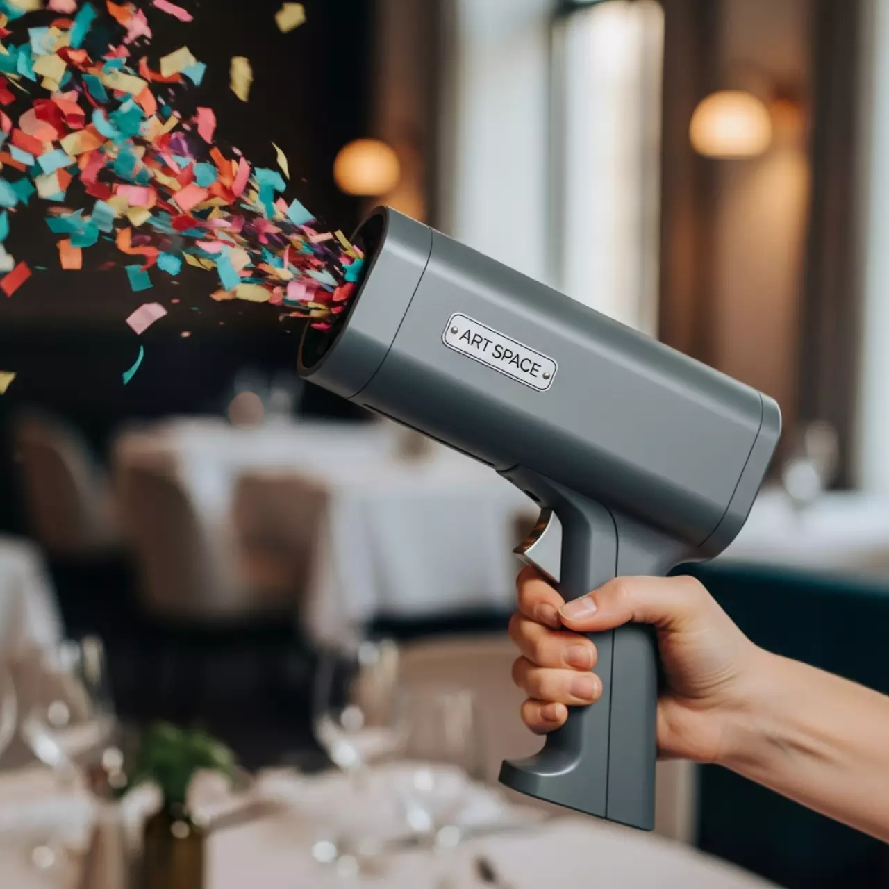 Аренда Конфетти машины аккумуляторные ручные в ресторане «La Terrazza» — ART SPACE