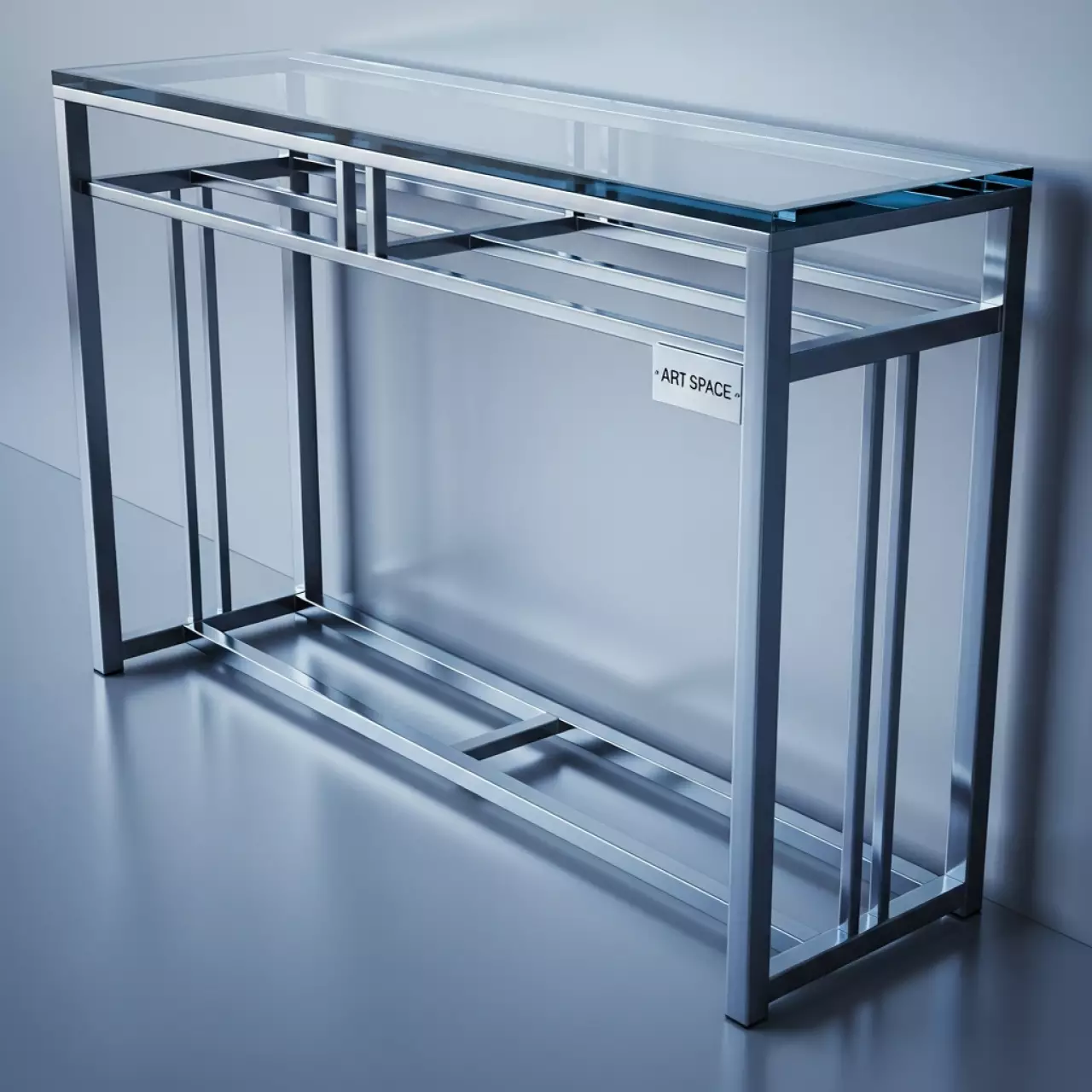 Аренда Консольный столик стеклянный нержавеющая сталь хром 120х40х78 в санатории «Октябрьский» — ART SPACE