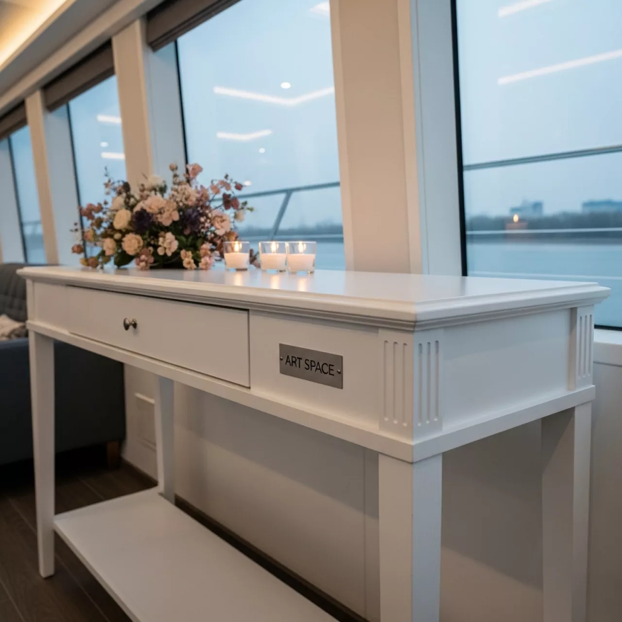 Аренда Консоль с ящиком белая на VIP-яхте (Имеретинский порт) — ART SPACE