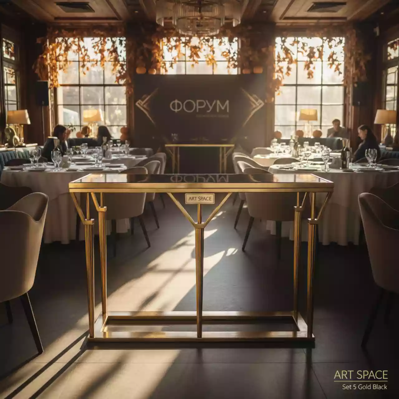 Аренда Консоль Set 5 Gold Black золотого цвета в ресторане «Плакучая Ива» — ART SPACE