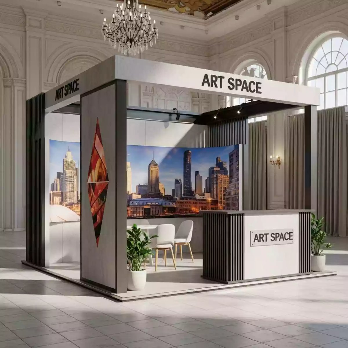 Аренда Конструкция Isoframe Wave 3 модуля 80х249 см стойка ресепшен в гранд-отеле «Жемчужина» — ART SPACE
