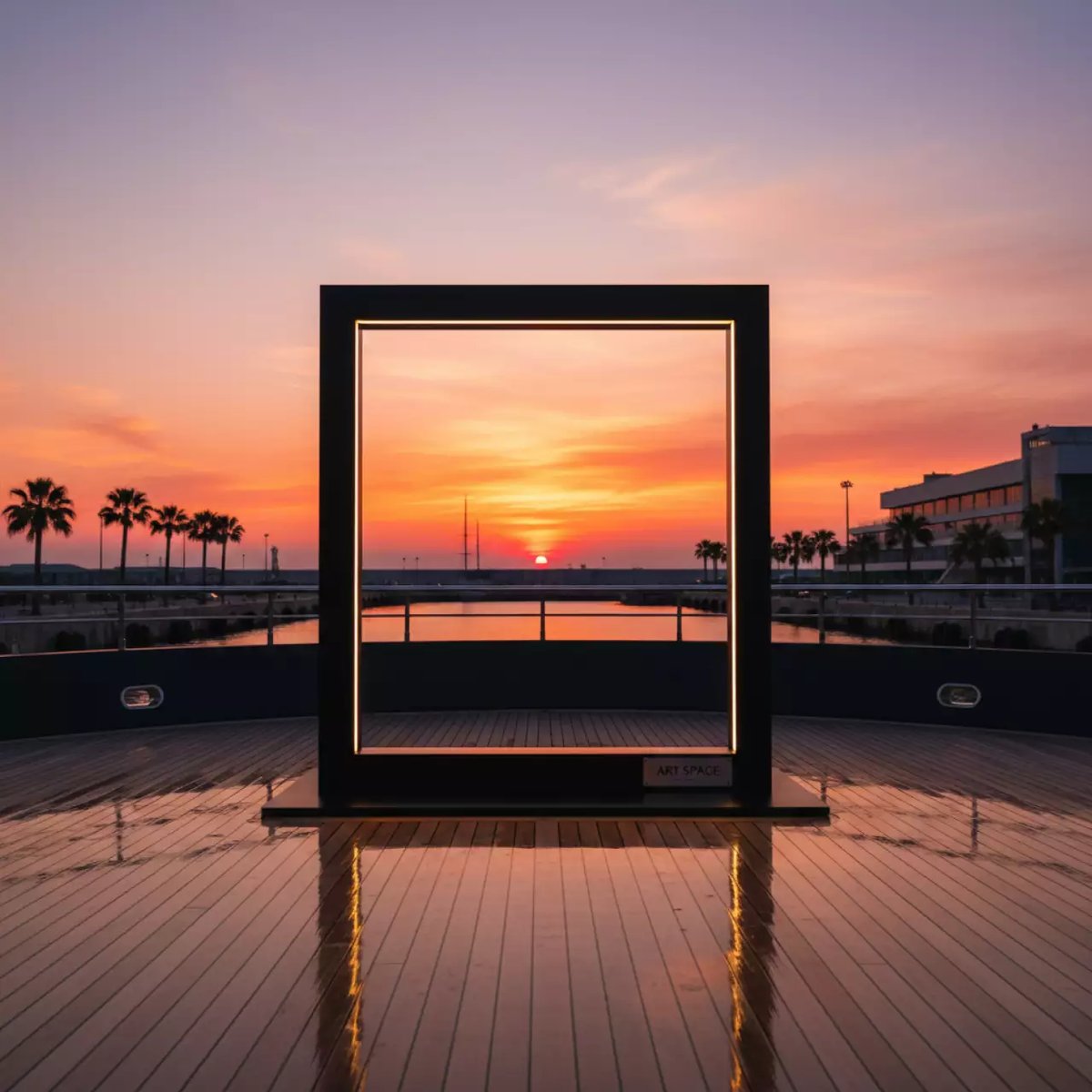 Аренда Конструкция световая Black Frame на VIP теплоходе (Морпорт Сочи) — ART SPACE