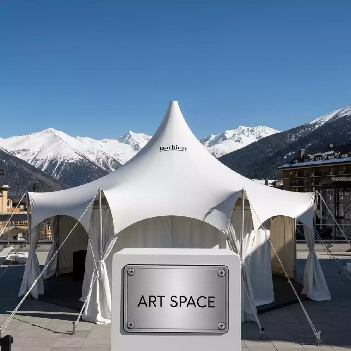 Аренда Конструкция тентовая Barbieri Onda белая 4х4 м в Radisson Hotel Rosa Khutor — ART SPACE