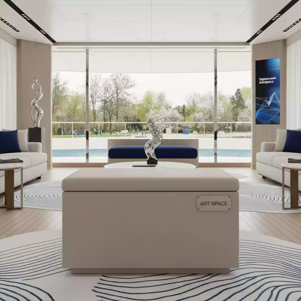 Аренда Короб для хранения вещей бежевый Гелеос Пуф 76 КХ на VIP-яхте (Имеретинский порт) — ART SPACE