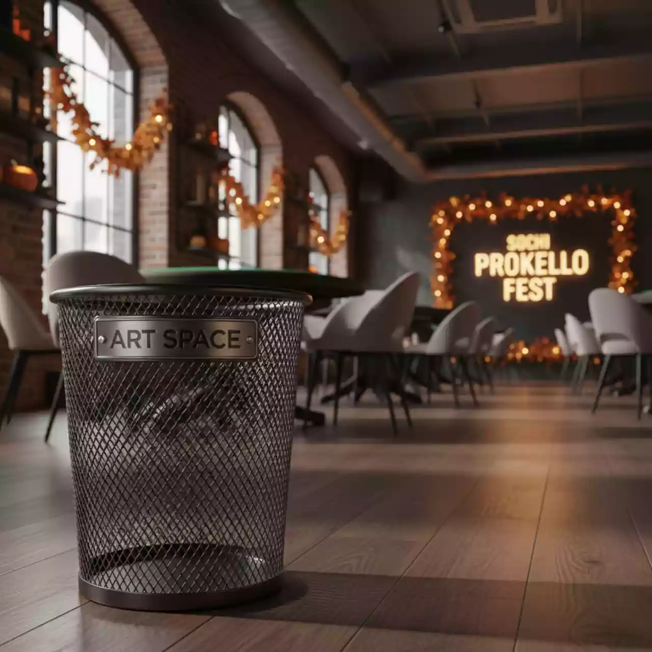 Аренда Корзина офисная решетчатая Attache 14 л черная в ресторане «Brunello» — ART SPACE