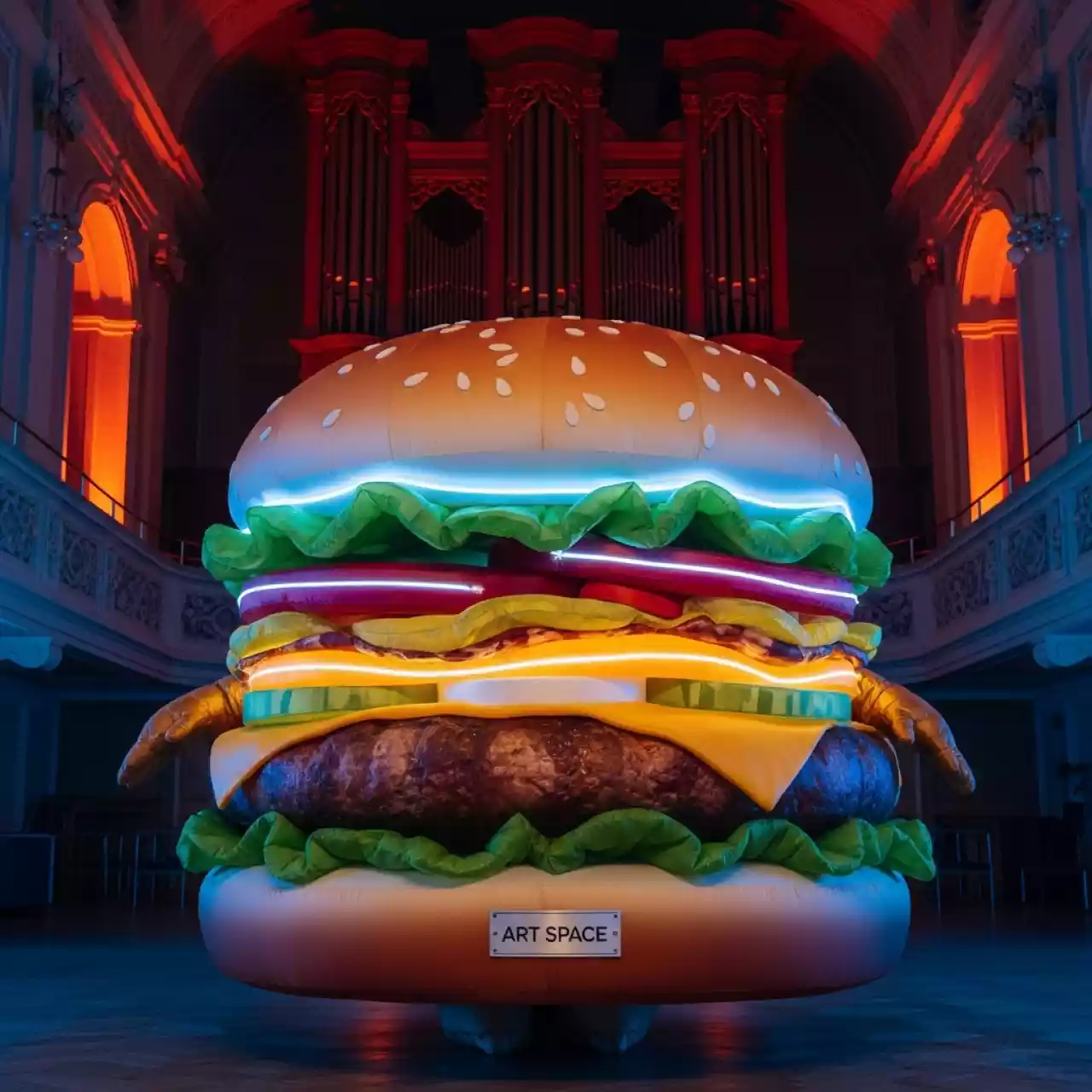 Аренда Костюм надувной бургер в Зале органной и камерной музыки — ART SPACE