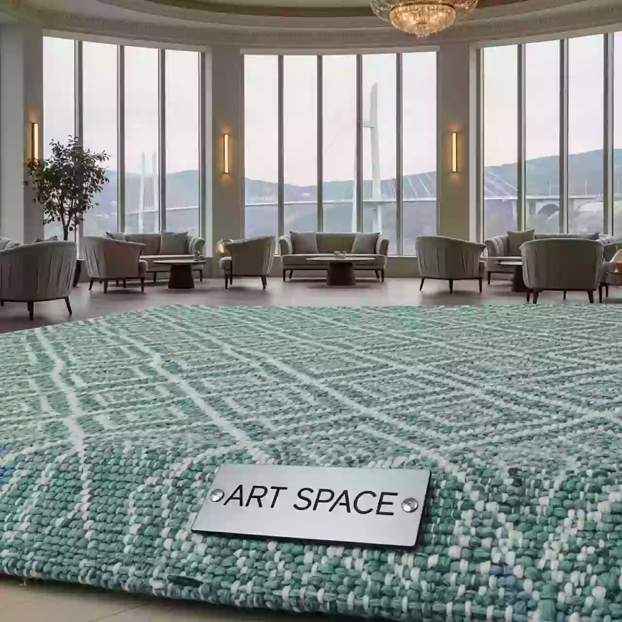 Аренда Ковёр индийский Modern Kilim Natural Aqua в Skypark Sochi — ART SPACE