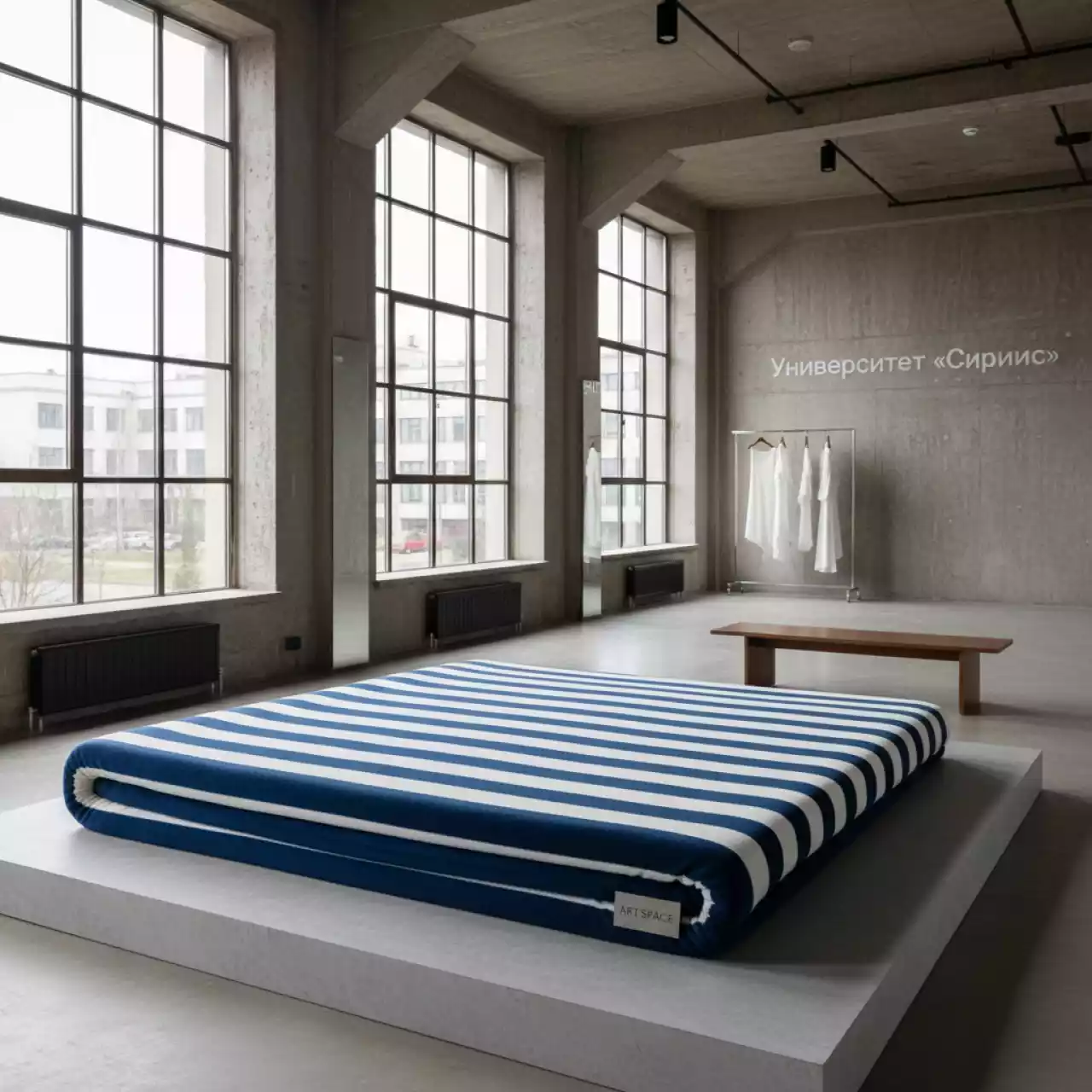 Аренда Коврик Green Glade флис синий полосатый 200х200 см в Университете «Сириус» — ART SPACE