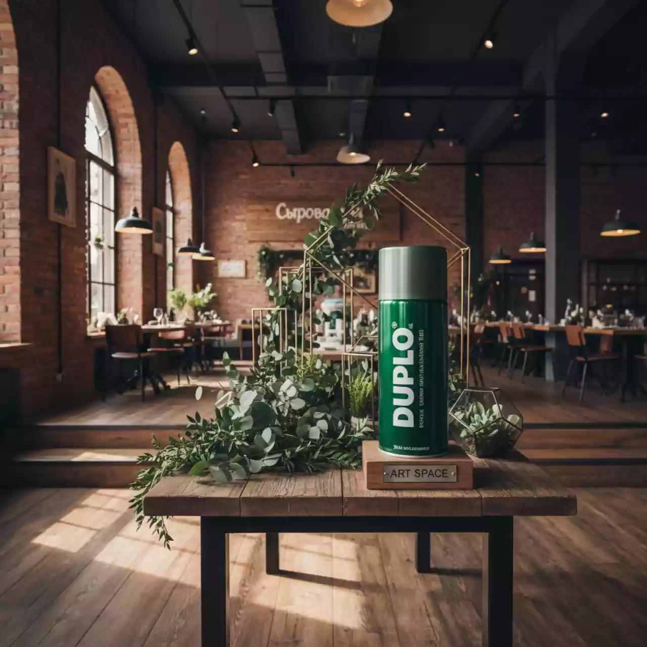 Аренда Краска зеленая DUPLO DC15 600 мл C100 105 M300 400 в ресторане «Сыроварня» — ART SPACE