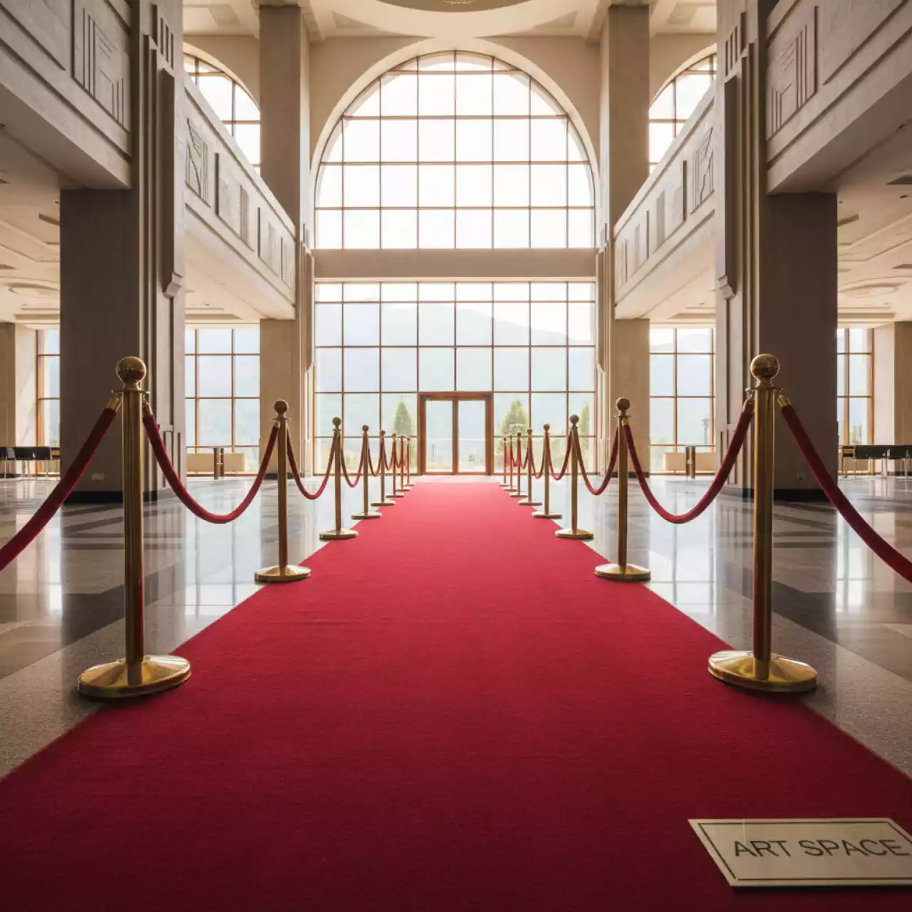 Аренда Красная ковровая дорожка ковролин 1х10 м в ледовом дворце «Роза Хутор» — ART SPACE