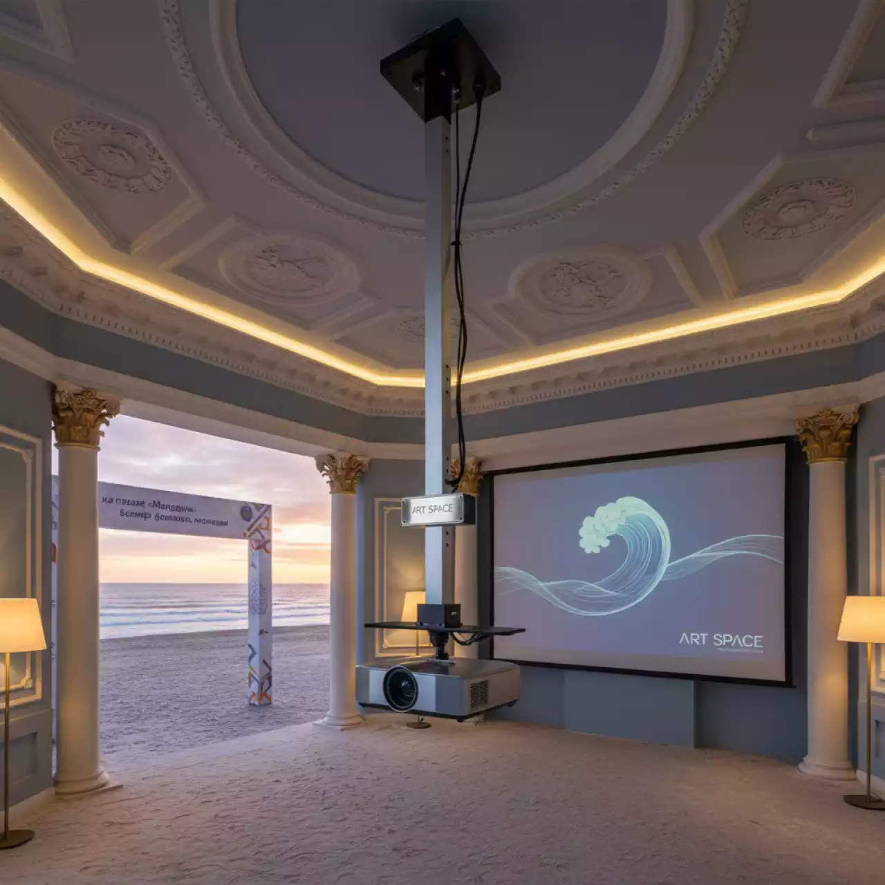 Аренда Крепление для проектора Classic Solution с кабельным каналом 700 1200 мм на пляже «Мандарин» — ART SPACE