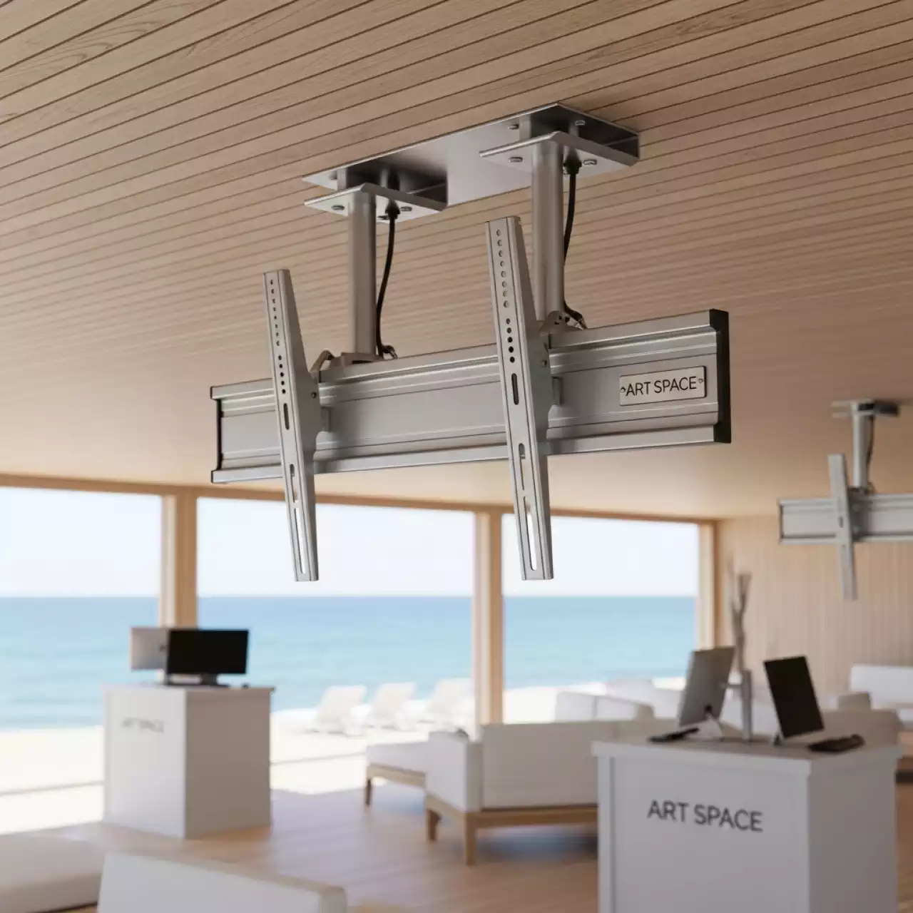 Аренда Крепление потолочное для двух панелей и телевизоров 13 46 C37D 60A на пляже «Маяк» — ART SPACE