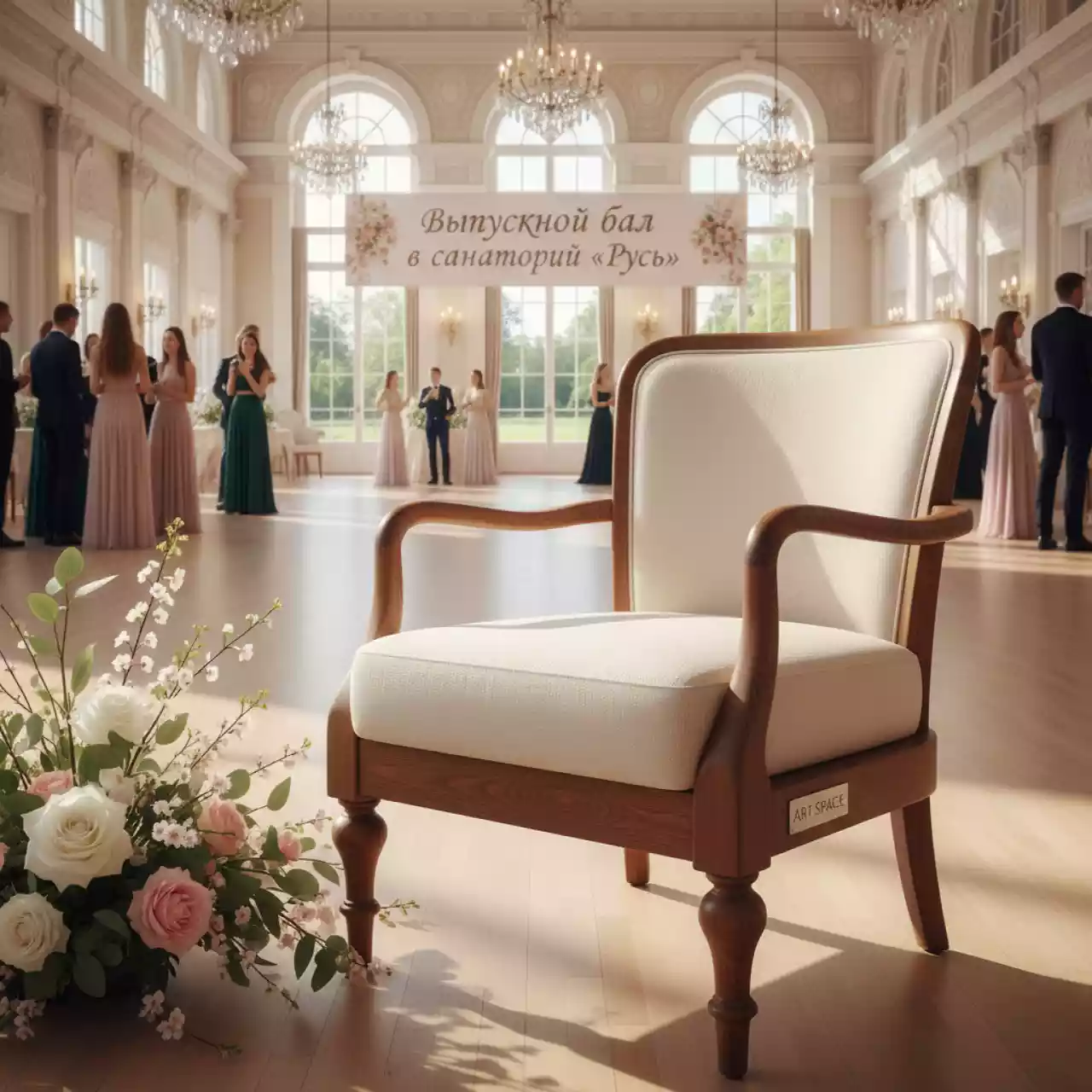 Аренда Кресла деревянного с обивкой Kuadra XL в санатории «Русь» — ART SPACE