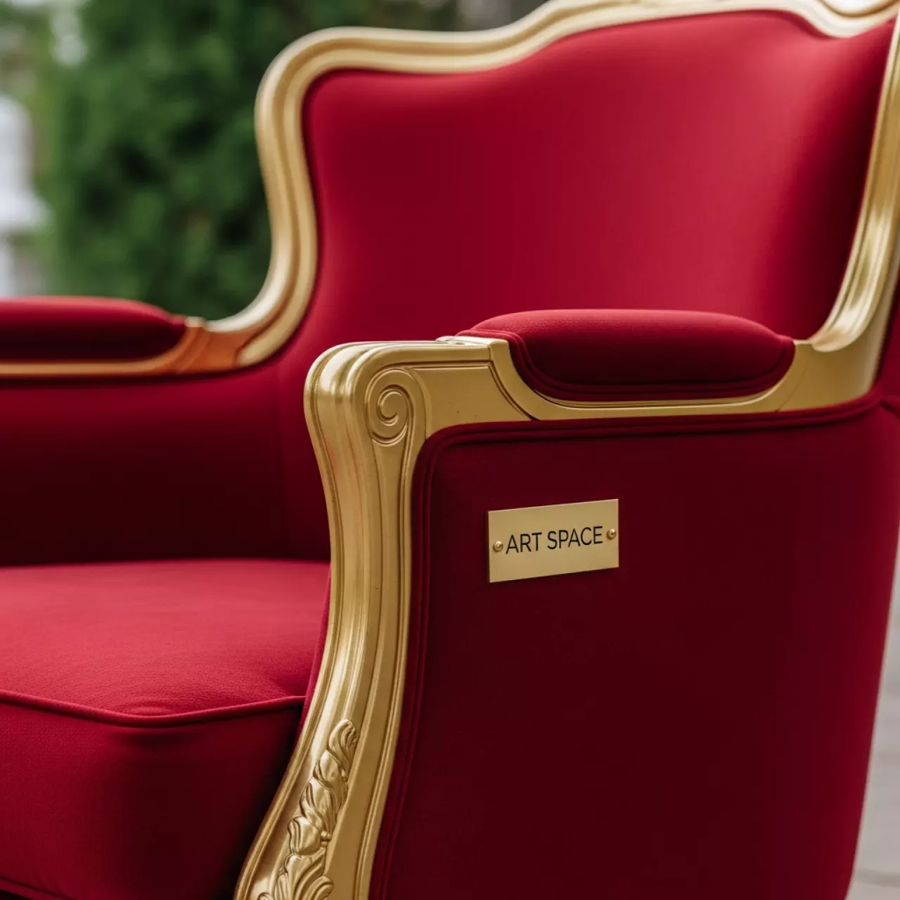 Аренда Кресла красные Mendoza с золотым каркасом на вилле «Анна» — ART SPACE