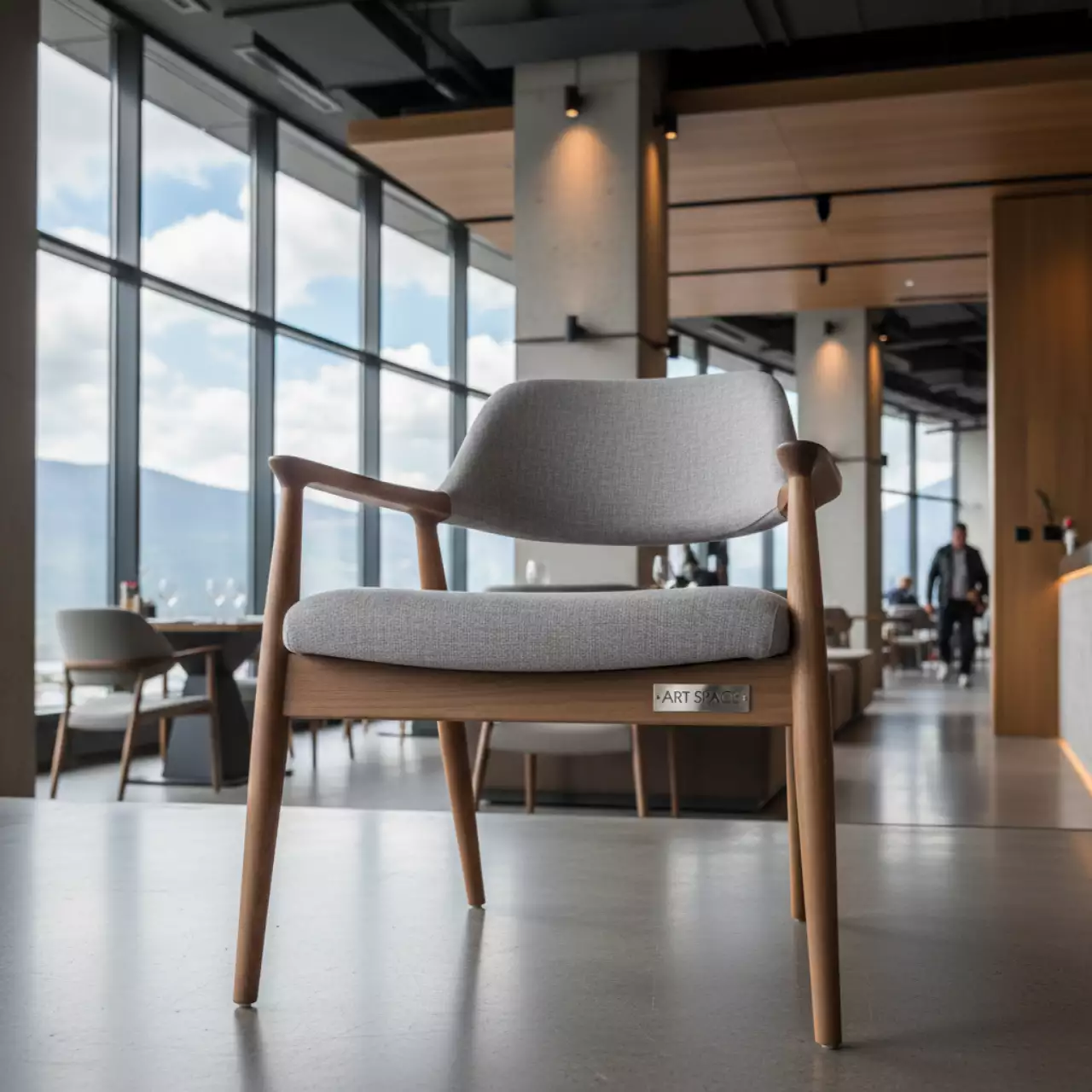 Аренда Кресла орех серое Амстер в ресторане «Высота 5642» — ART SPACE