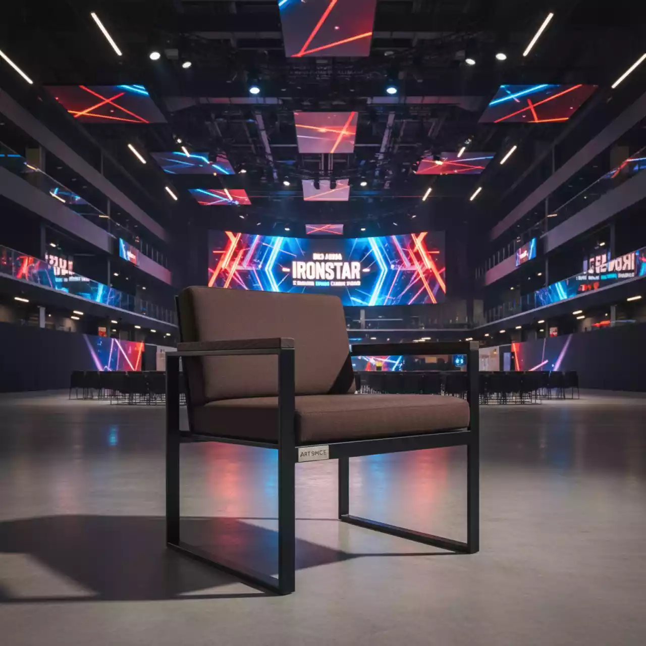 Аренда Кресло алюминий RAL 9005 термоясень ткань Calista 4 коричневое Quadro в Red Arena — ART SPACE