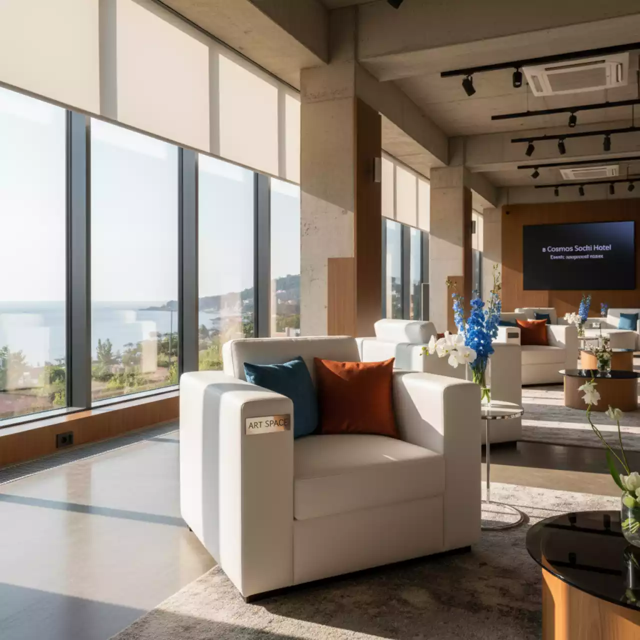 Аренда Кресло Barrel белое в Cosmos Sochi Hotel для закрытого показа — ART SPACE