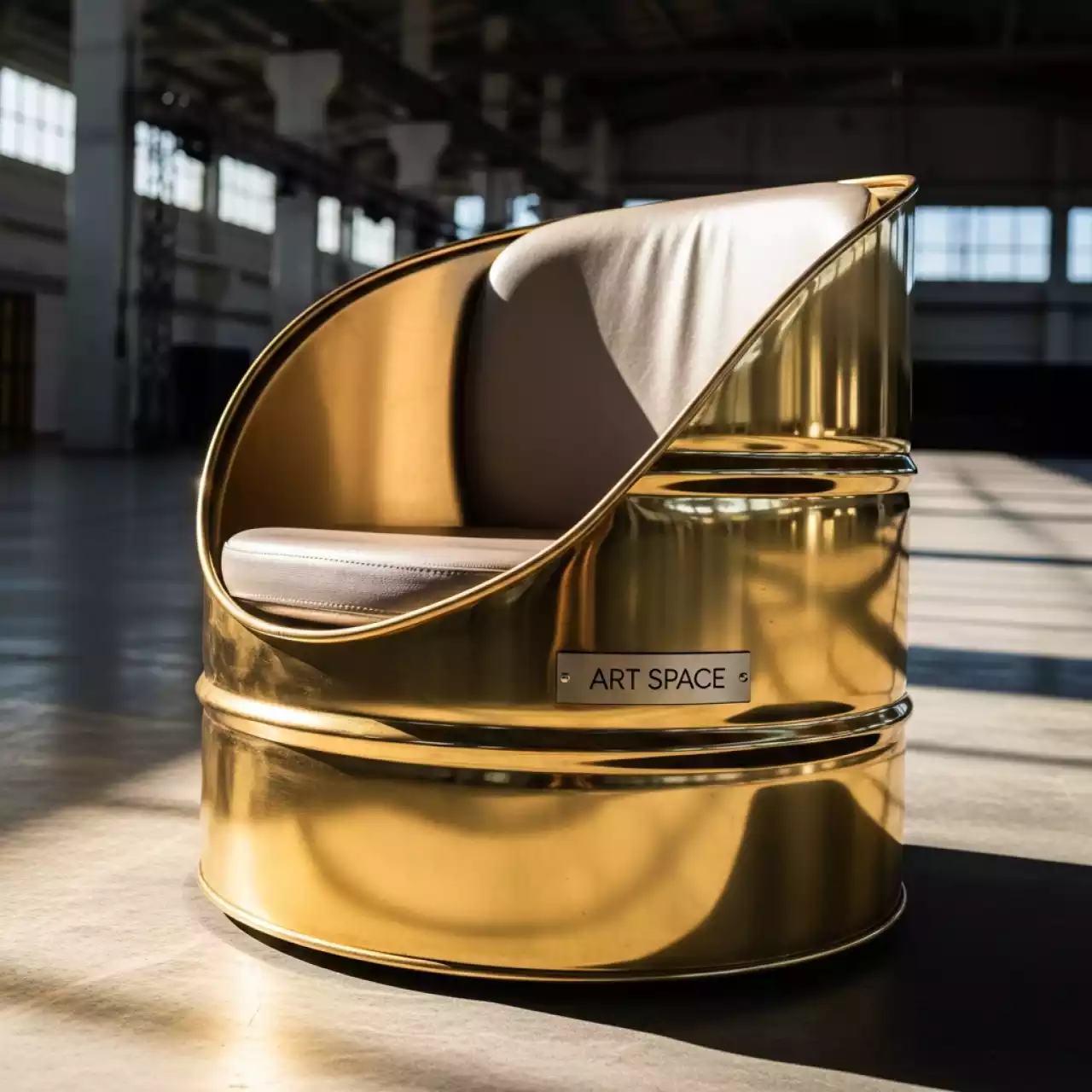 Аренда Кресло Barrel gold золотое в VK Stadium Sirius — ART SPACE