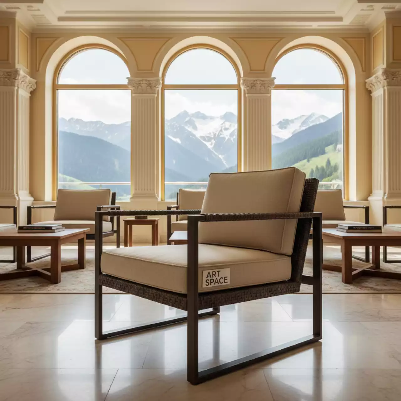 Аренда Кресло Барселона из искусственного ротанга коричневое в Golden Tulip Rosa Khutor — ART SPACE