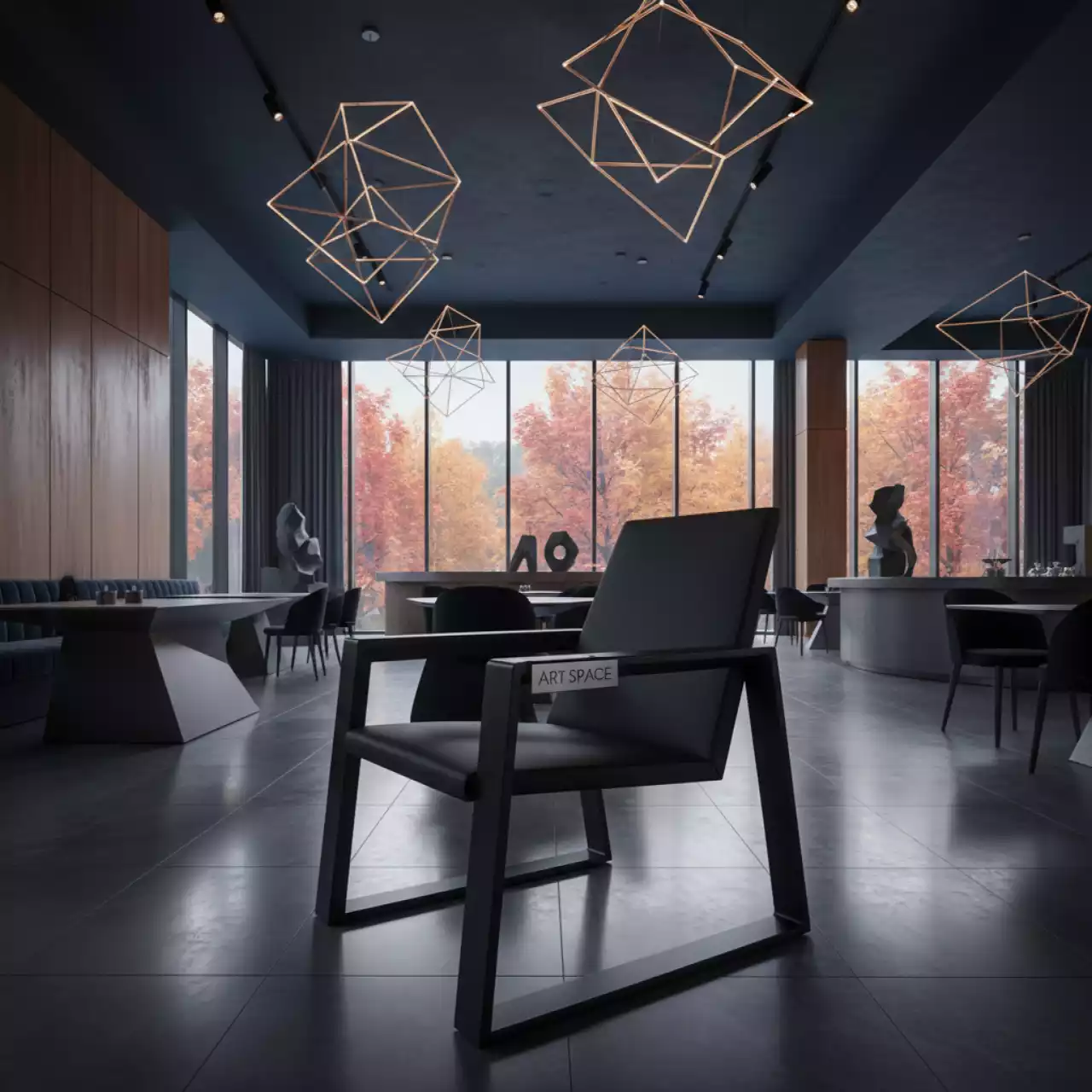 Аренда Кресло черное Horizont в ресторане «Баран-Рапан» — ART SPACE