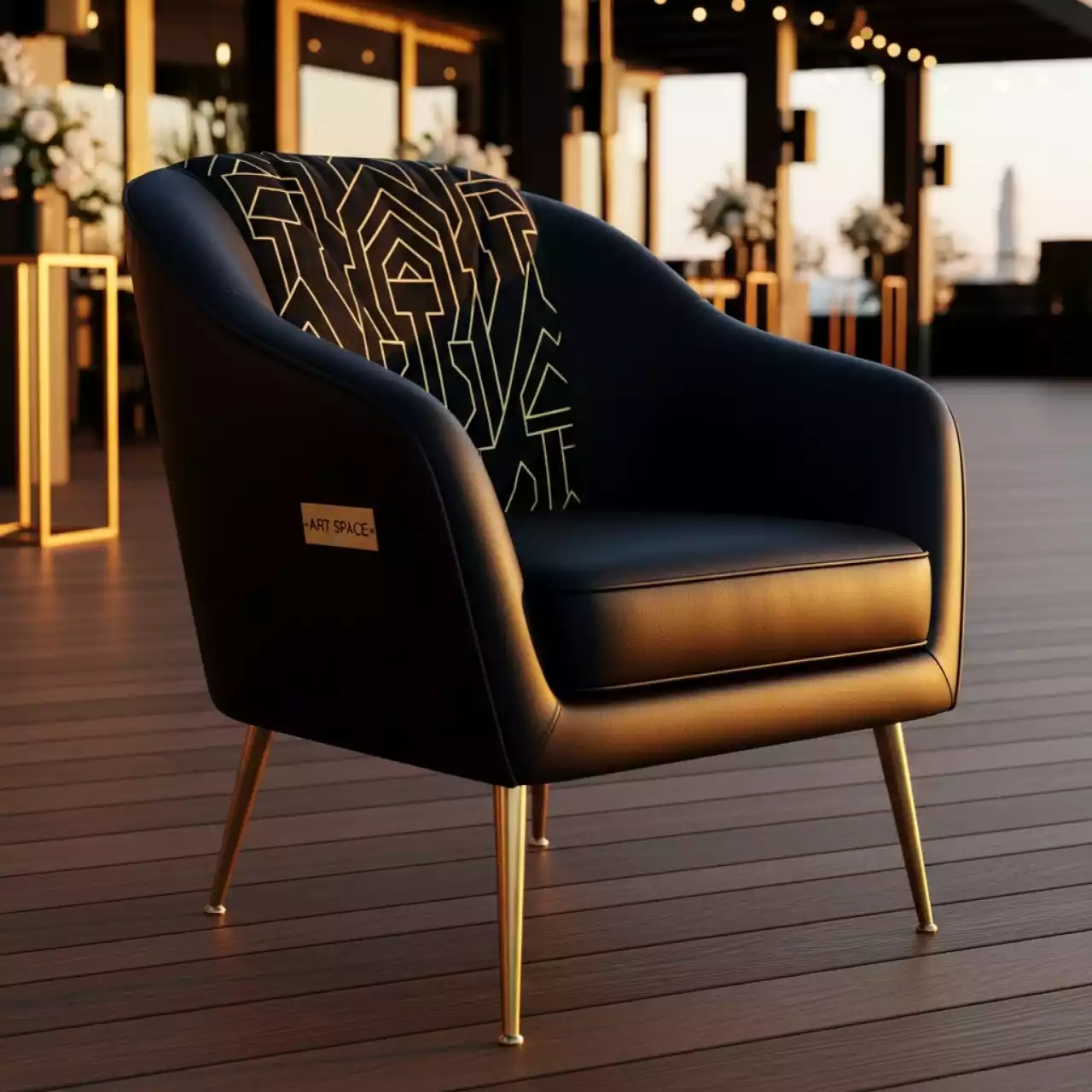 Аренда Кресло черное из экокожи в пляжном комплексе VinoGrad — ART SPACE