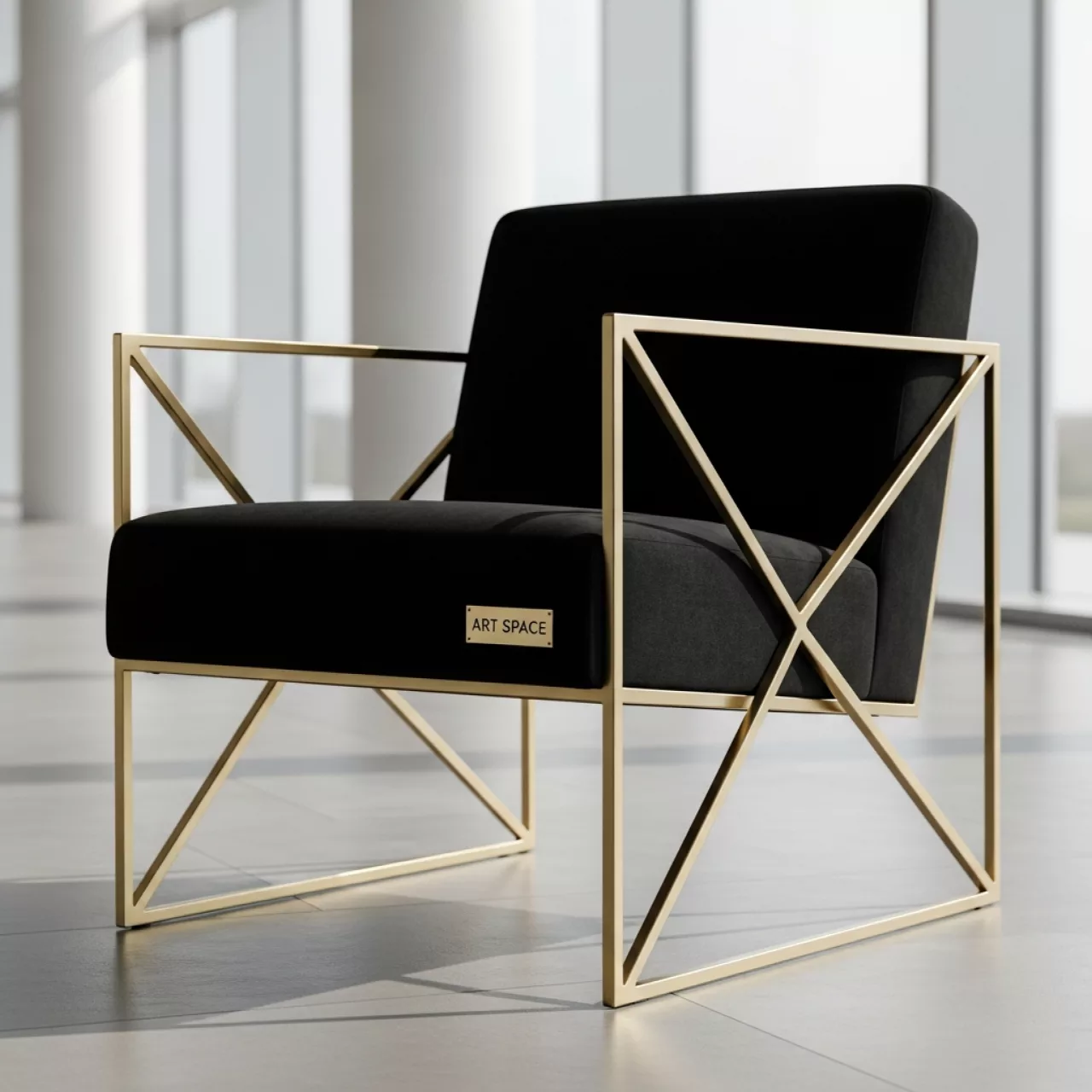 Аренда Кресло черное Mendoza с золотым каркасом в пляжном комплексе VinoGrad — ART SPACE
