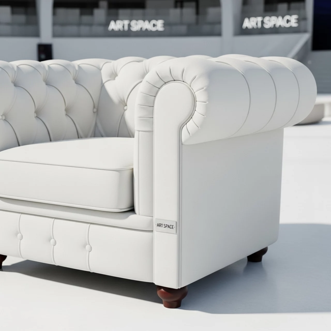 Аренда Кресло Честерфилд белое из экокожи 04 677WT в Ледовом дворце «Айсберг» — ART SPACE