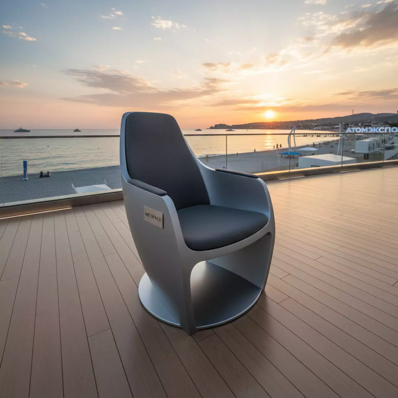 Аренда Кресло Club серое на пляже «Ривьера» — ART SPACE