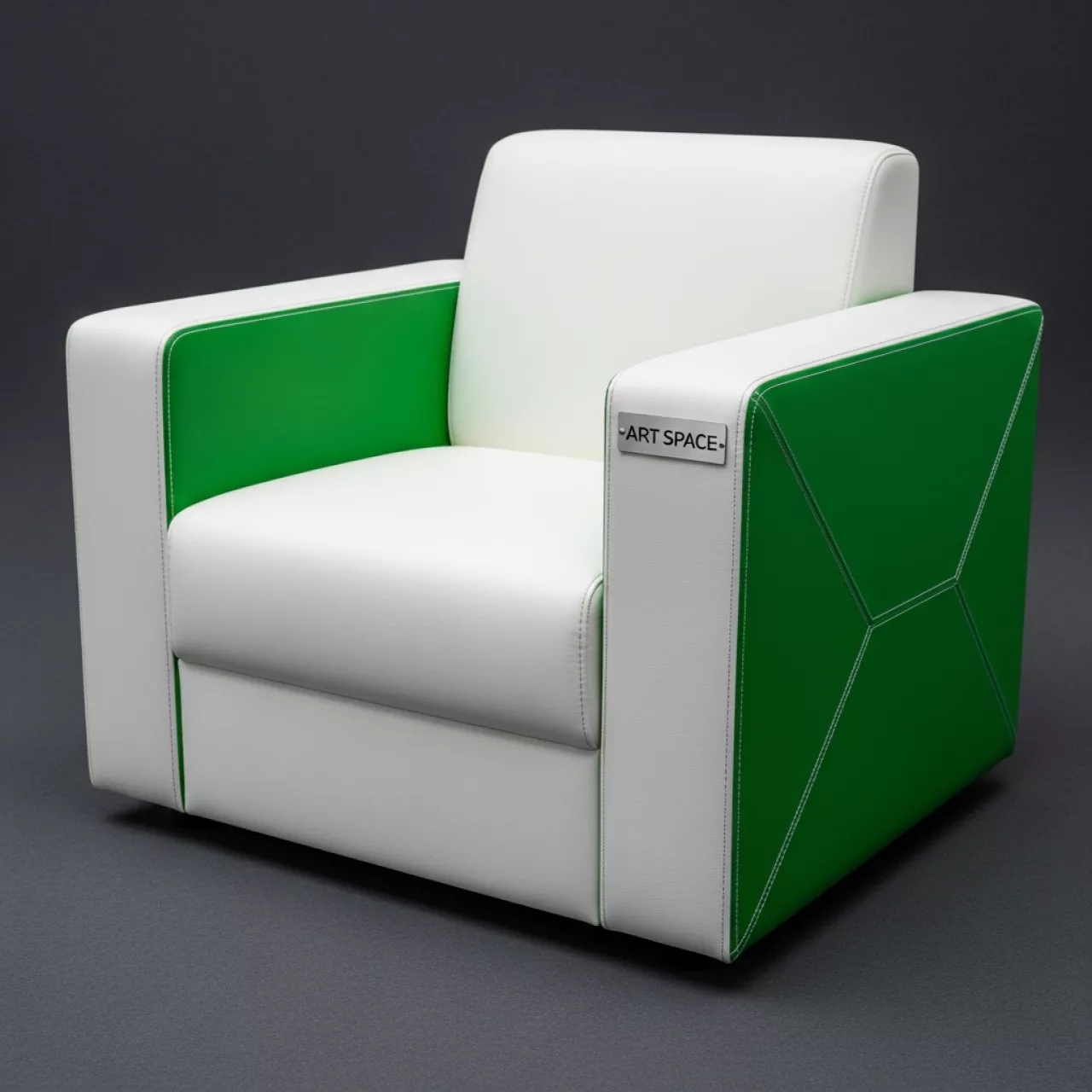 Аренда Кресло Cube бело зеленое из экокожи 04 032GN на арене «Фишт» — ART SPACE