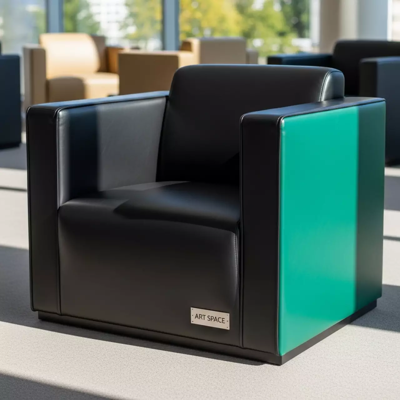 Аренда Кресло Cube черно зеленое из экокожи в Imeretinskiy Hotel — ART SPACE