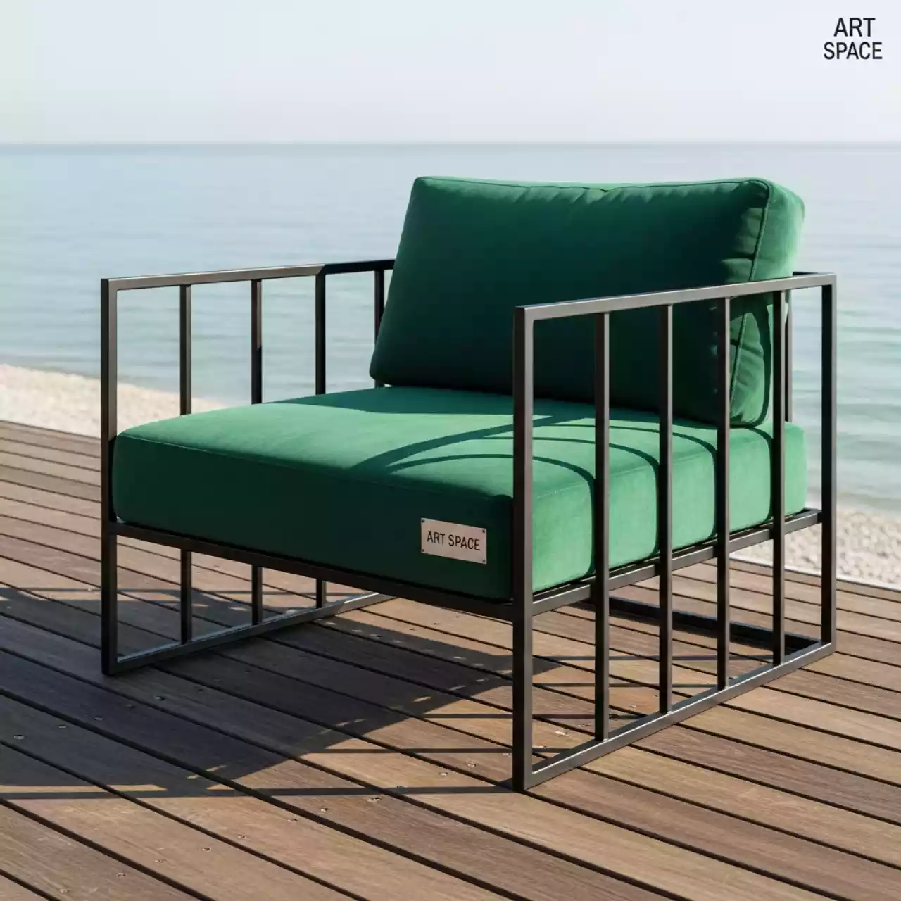 Аренда Кресло Cube зелено черное в пляжном клубе Del Mar — ART SPACE