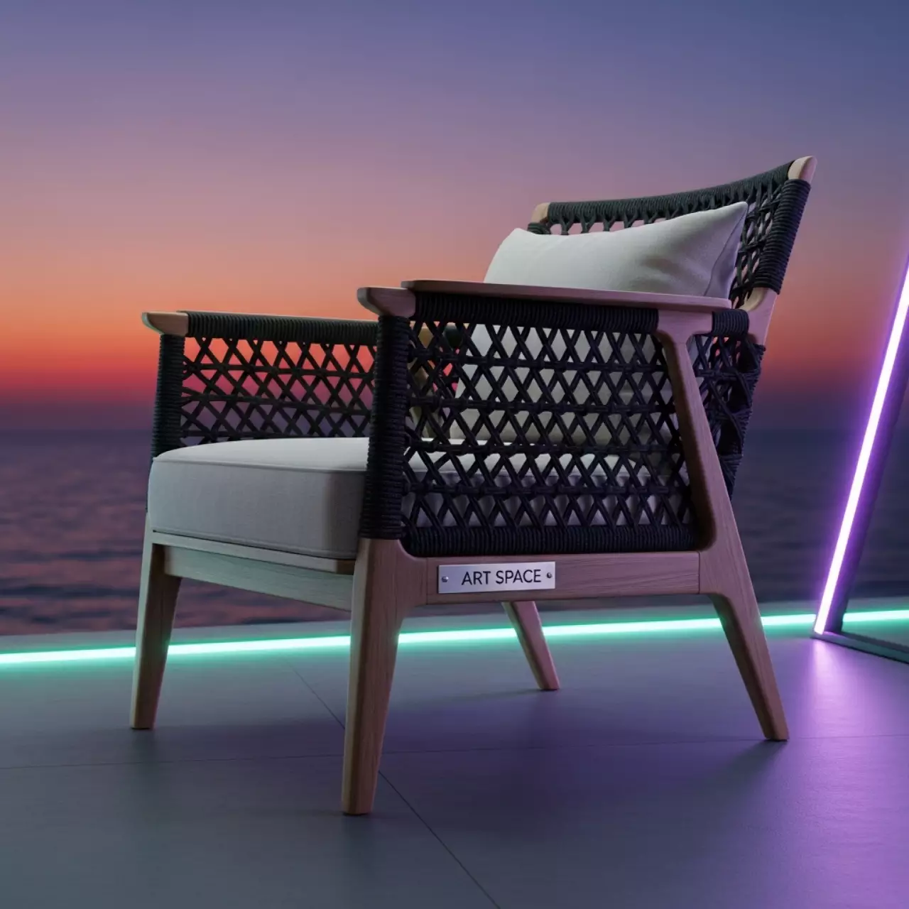 Аренда Кресло деревянное плетеное с подушкой Nicole Ipli в ресторане «D.O.M» — ART SPACE