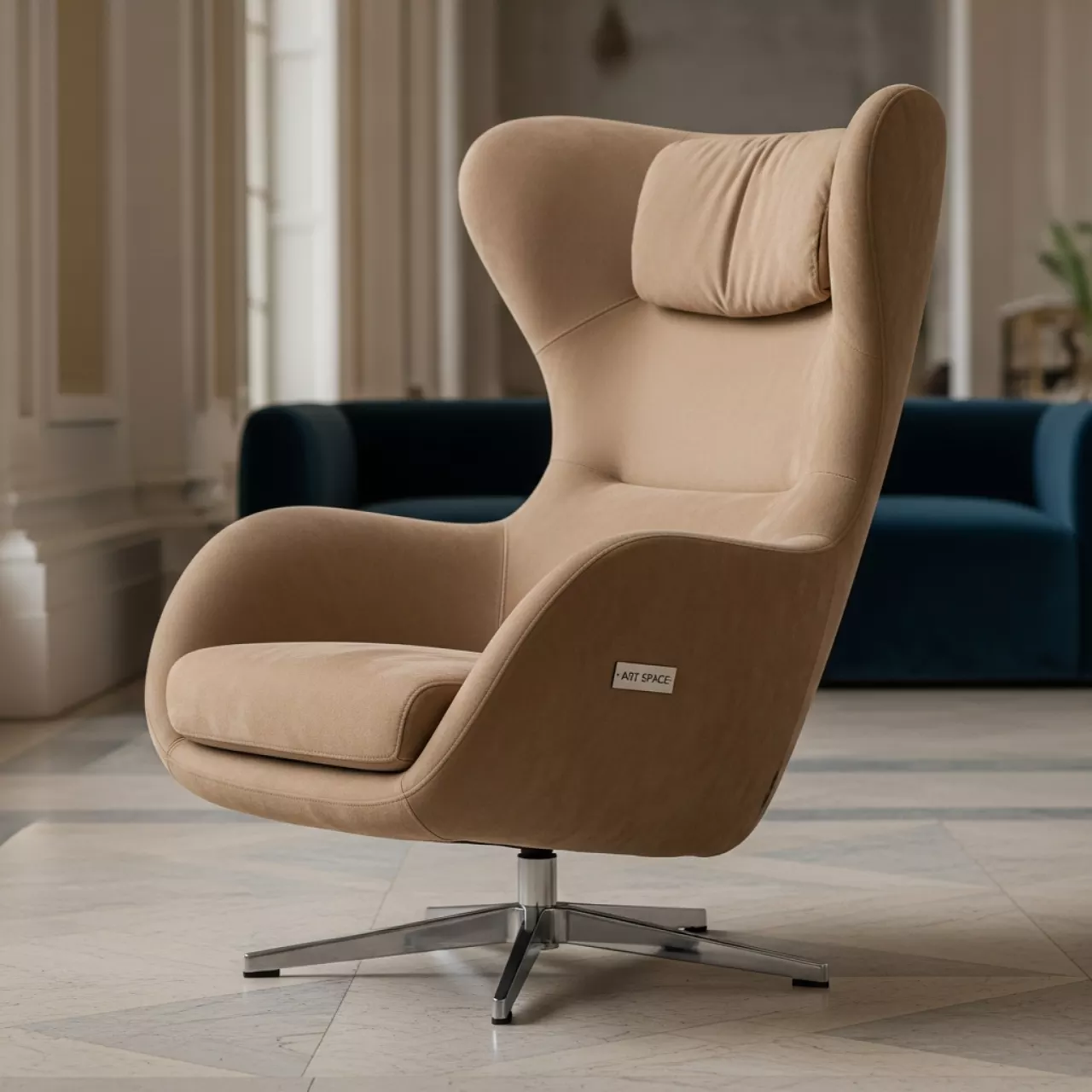 Аренда Кресло EGG CHAIR латте замша в гранд-отеле «Жемчужина» — ART SPACE