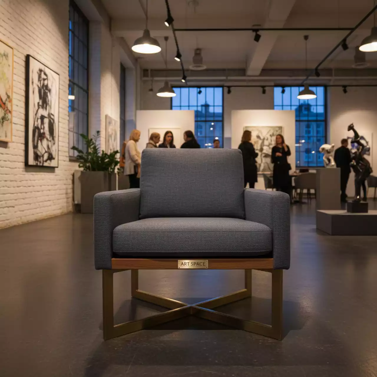 Аренда Кресло Etna серое основание золотое в ресторане «Сыроварня» — ART SPACE