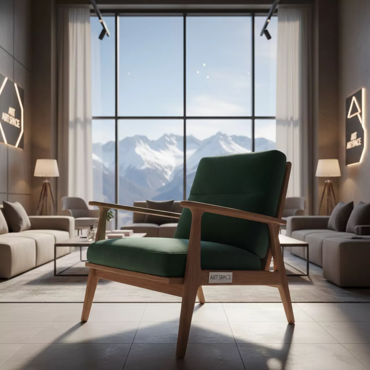 Аренда Кресло Ева зеленое беленый дуб в Поляна 1389 Отель и Спа — ART SPACE