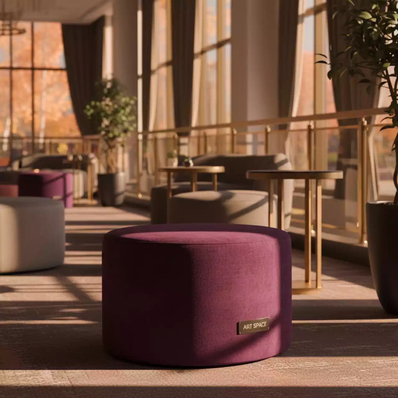 Аренда Кресло фиолетовое Velvet pouf в казино «Сочи» — ART SPACE