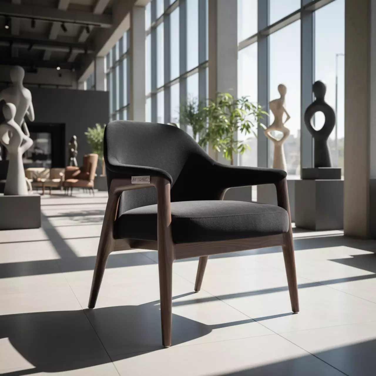 Аренда Кресло Gray & Black черное велюровое Wood в Mantera Supreme — ART SPACE