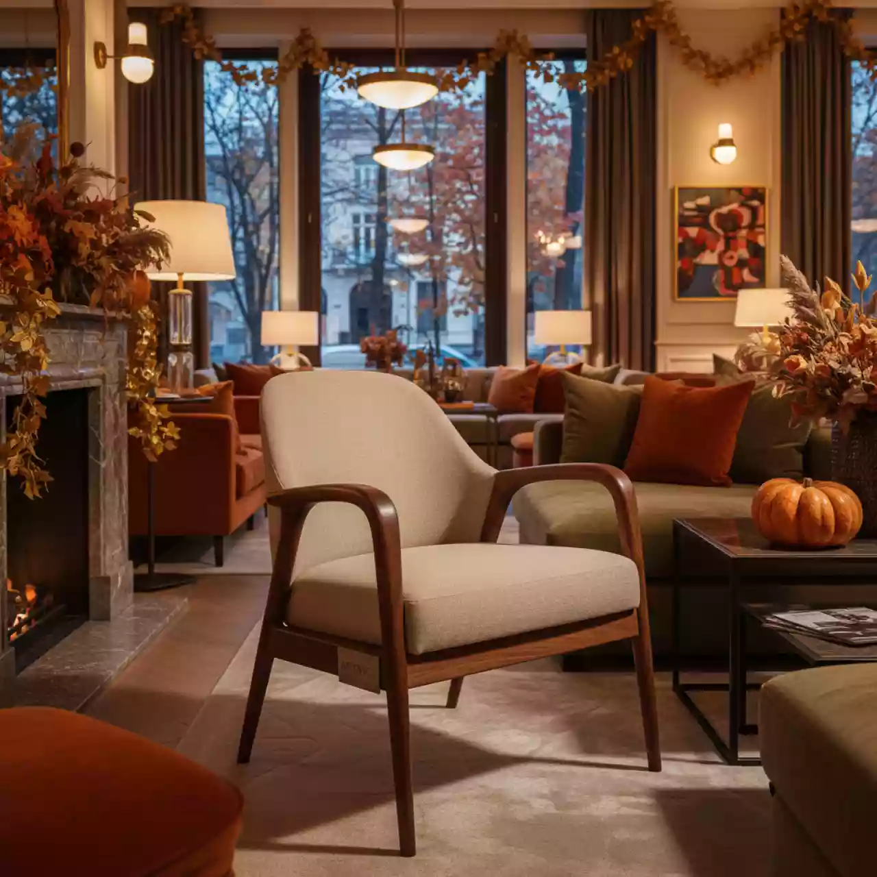 Аренда Кресло Idle бежевое орех в ресторане «La Terrazza» — ART SPACE